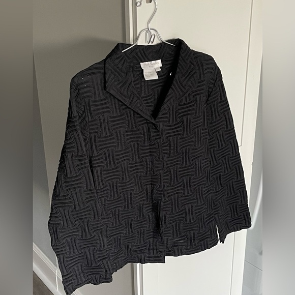 Great Cavalier By St Paul Black Textured Pattern Button Down Jacket Women’s L - Picture 5 of 10
